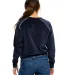 US Blanks US538 Ladies' Velour Long Sleeve Crop T- in Navy blue back view