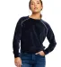 US Blanks US538 Ladies' Velour Long Sleeve Crop T- in Navy blue front view