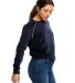 US Blanks US538 Ladies' Velour Long Sleeve Crop T- in Navy blue side view