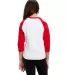 US Blanks US6601K Youth Baseball Raglan T-Shirt in White/ red back view