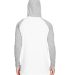 LA T 6917 Fine Jersey Long Sleeve Hooded Raglan T- in B wh/ vn hth/ wh back view