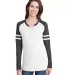 LA T 3534 Ladies' Gameday Mash Up Long-Sleeve T-Sh B WH/ V SM/ B WH front view