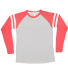 LA T 6934 Men's Gameday Mash Up Long-Sleeve T-Shir in Vn hth/ vn rd/ w front view