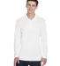 8405LS UltraClub® Adult Cool & Dry Sport Long-Sle WHITE front view