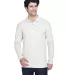 8532 UltraClub® Adult Long-Sleeve Classic Pique C WHITE front view