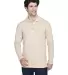 8532 UltraClub® Adult Long-Sleeve Classic Pique C STONE front view