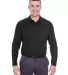 8542 UltraClub® Adult Long-Sleeve Whisper Pique B BLACK front view