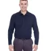 8542 UltraClub® Adult Long-Sleeve Whisper Pique B NAVY front view