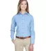8966 UltraClub® Ladies' Long-Sleeve Cotton Cypres LIGHT BLUE front view