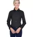 8976 UltraClub® Ladies' Whisper Twill Blend Woven BLACK front view