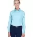 8976 UltraClub® Ladies' Whisper Twill Blend Woven SKY BLUE front view