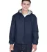 8915 UltraClub® Adult Nylon Fleece-Lined Hooded J NAVY front view