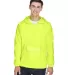 8925 UltraClub® Adult 1/4-Zip Hooded Nylon Pullov BRIGHT YELLOW front view