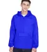 8925 UltraClub® Adult 1/4-Zip Hooded Nylon Pullov ROYAL front view