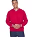 8926 UltraClub® Adult Long-Sleeve Microfiber Cros RED/ WHITE front view