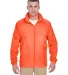8929 UltraClub® Adult Hooded Nylon Zip-Front Pack BRIGHT ORANGE front view