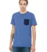 BELLA+CANVAS 3021 Unisex Cotton Pocket Tee in Hthr tr roy/ nvy front view
