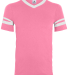 360 Augusta Sportswear Sleeve Stripe Jersey in Pink/ white front view