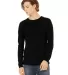 BELLA+CANVAS 3501 Long Sleeve T-Shirt in Solid blk trblnd front view