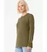 BELLA+CANVAS 3501 Long Sleeve T-Shirt in Olive triblend side view