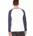 BELLA+CANVAS 3000 Hawthorne Baseball Tee in White/ navy back view