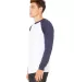 BELLA+CANVAS 3000 Hawthorne Baseball Tee in White/ navy side view