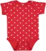 4400 Onsie Rabbit Skins® Infant Lap Shoulder Cree in Red/ white dot front view