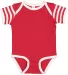 4400 Onsie Rabbit Skins® Infant Lap Shoulder Cree in Rd/ wh/ rd wh st front view