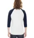 BB453 American Apparel Unisex Poly Cotton 3/4 Slee WHITE/ NAVY back view