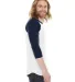 BB453 American Apparel Unisex Poly Cotton 3/4 Slee WHITE/ NAVY side view