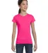 2616 LA T Girls' Fine Jersey Longer Length T-Shirt HOT PINK front view