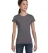 2616 LA T Girls' Fine Jersey Longer Length T-Shirt CHARCOAL front view