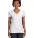 3507 LA T Ladies V-Neck Longer Length T-Shirt WHITE front view