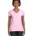 3507 LA T Ladies V-Neck Longer Length T-Shirt PINK front view