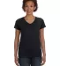 3507 LA T Ladies V-Neck Longer Length T-Shirt BLACK front view