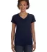 3507 LA T Ladies V-Neck Longer Length T-Shirt NAVY front view