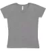 3507 LA T Ladies V-Neck Longer Length T-Shirt GRANITE HEATHER front view