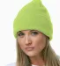 3825 Bayside Knit Cuff Beanie in Lime green front view