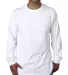 5060 Bayside Adult Long-Sleeve Cotton Tee in White front view