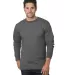 5060 Bayside Adult Long-Sleeve Cotton Tee in Charcoal front view