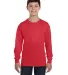 5400B Gildan Youth Heavy Cotton Long Sleeve T-Shir in Red front view