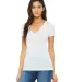 BELLA 6035 Womens Deep V-Neck T-shirt in White marble front view