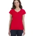 64V00L Gildan Junior Fit Softstyle V-Neck T-Shirt in Cherry red front view