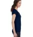 64V00L Gildan Junior Fit Softstyle V-Neck T-Shirt in Navy side view