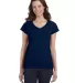 64V00L Gildan Junior Fit Softstyle V-Neck T-Shirt in Navy front view
