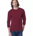 8100 Bayside Adult Long-Sleeve Cotton Tee with Poc in Burgundy front view