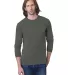 8100 Bayside Adult Long-Sleeve Cotton Tee with Poc in Charcoal front view