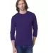8100 Bayside Adult Long-Sleeve Cotton Tee with Poc in Purple front view