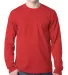 8100 Bayside Adult Long-Sleeve Cotton Tee with Poc in Red front view