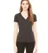 BELLA 8435 Womens Fitted Tri-blend Deep V T-shirt in Char blk triblnd front view